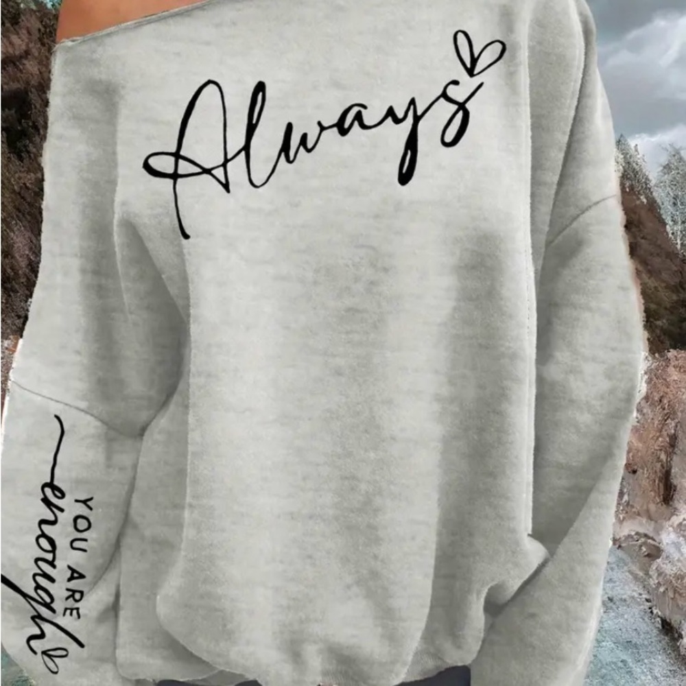 Always Off-Shoulder Gray Sweater